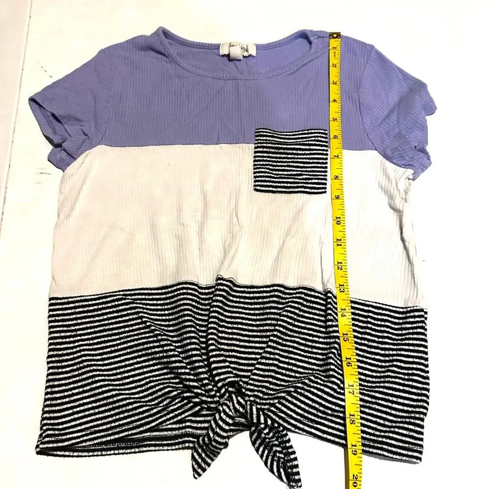 Speechless Kids Colorblock Stripe Tie Front Top Girls Size L Large